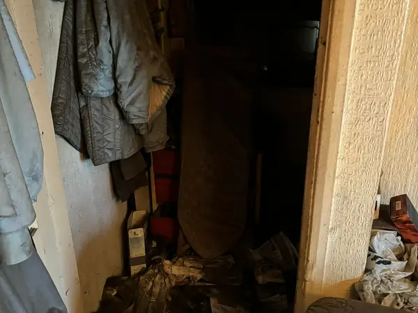 Fire-damaged house before clearance