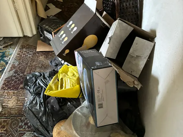 Fire-damaged house before clearance