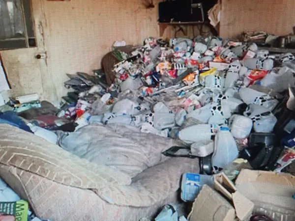 Lounge under waist-deep clutter
