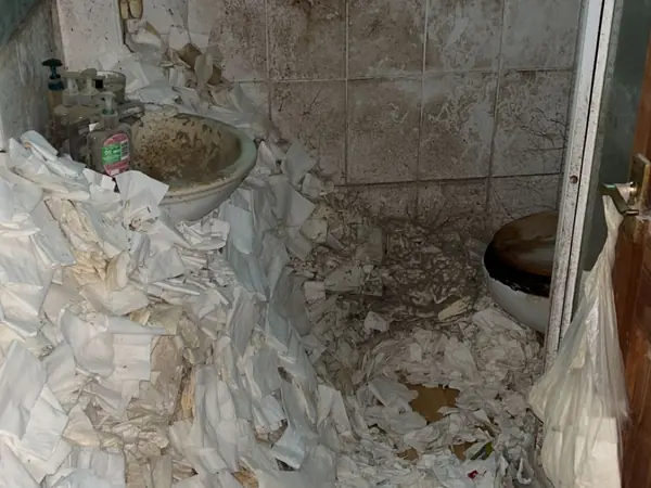 Hoarded kitchen and living rooms before clearance